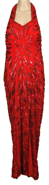 Diana Ross Owned and Worn Red Sequined Gown