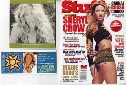 Sheryl Crow Signed Stuff Magazine & 2002 Music Festival Ticket