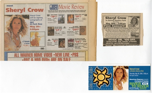Sheryl Crow Signed Stuff Magazine & 2002 Music Festival Ticket