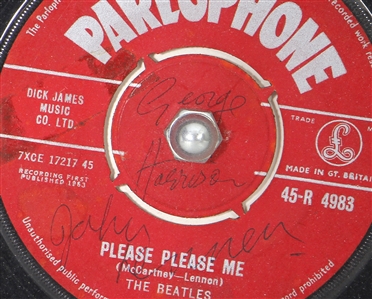 The Beatles John Lennon & George Harrison Signed First Pressing Of “Please Please Me Record (REAL)