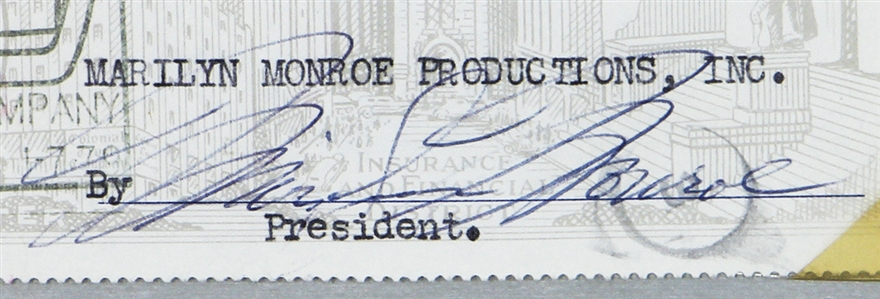 Marilyn Monroe Signed 1957 Check - Car Rental For “Marilyn Monroe Productions
