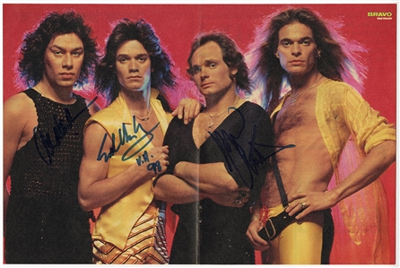 Van Halen (3) Signed Bravo Oversized Magazine Fold-Out Photograph (REAL)