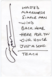 Graham Nash Signed & Handwritten Setlist