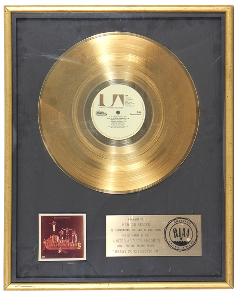 Brass Construction RIAA Certified Sales Award For “Brass Construction II" Album