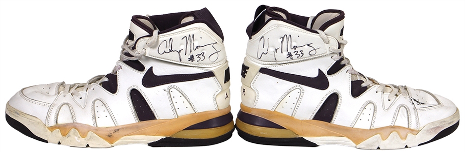 Alonzo Mourning Game Used & Signed Nike Air Strong Sneakers Attributed To 3/12/1994 Game