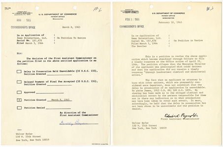 Brian Epstein Signed Original 1964 & 1965 Beatles Trademark Application Archive (Caiazzo)