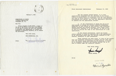 Brian Epstein Signed Original 1964 & 1965 Beatles Trademark Application Archive (Caiazzo)