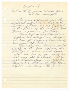 Johnny Cash Handwritten Chapter 18 Notes - Difference Between Johns & Christians Baptism