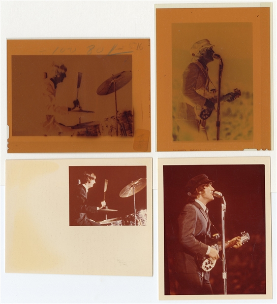 The Beatles Original Negatives (2) John Lennon & Ringo Starr On Stage & Two Vintage Prints