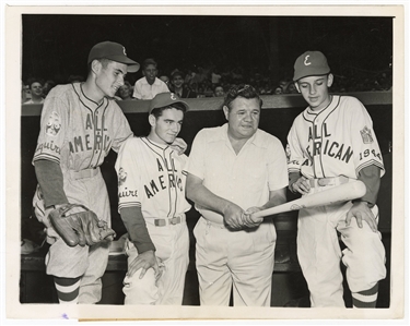 New York Yankees Babe Ruth Original Type 1 Photograph Dated 8/7/44 “Babe Gives Lessons"