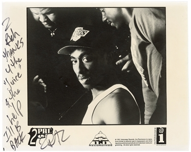 Tupac Shakur Incredibly Rare Signed “Juice" Press Photograph with Lengthy Inscription (JSA)