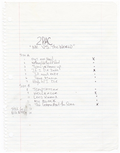Tupac Shakur Signed & Handwritten “Me Against the World" Album Liner Notes (JSA)