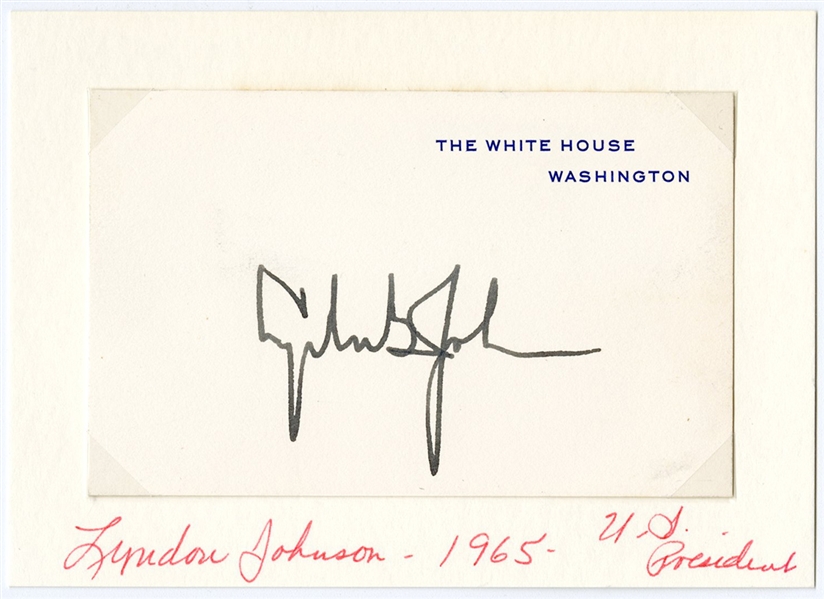 President Lyndon B. Johnson Signed White House Card