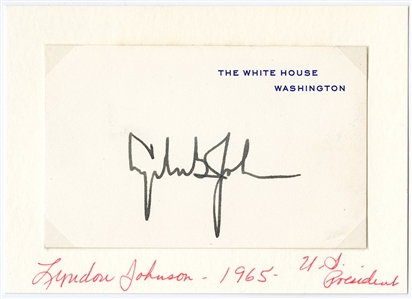 President Lyndon B. Johnson Signed White House Card