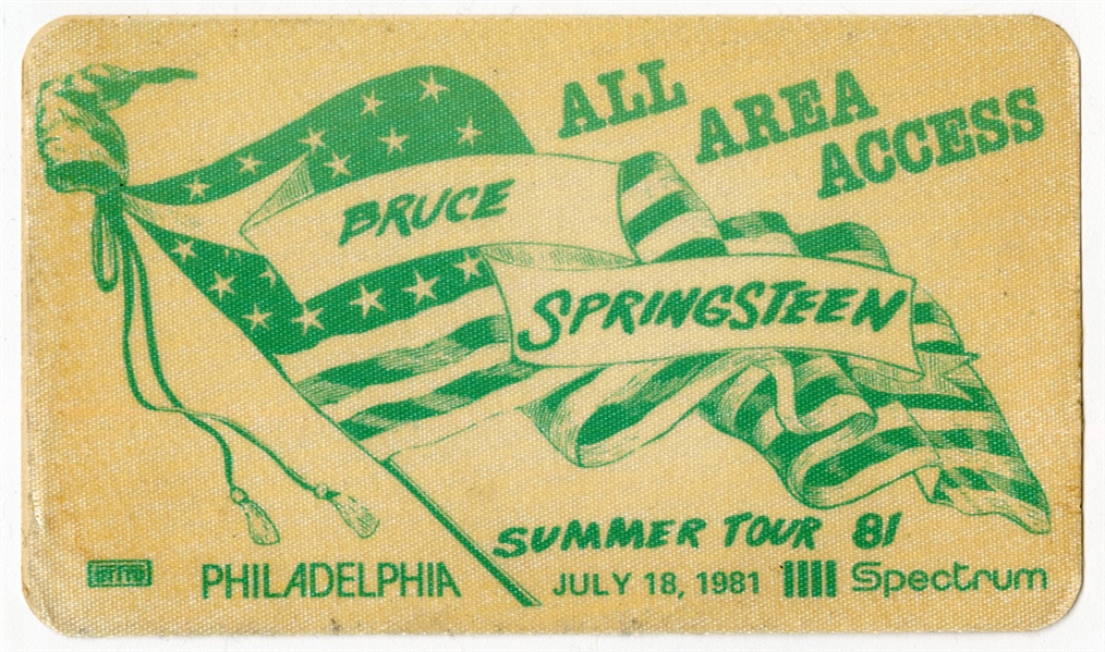 Bruce Springsteen All Access Backstage Pass For 7/18/1981 Concert