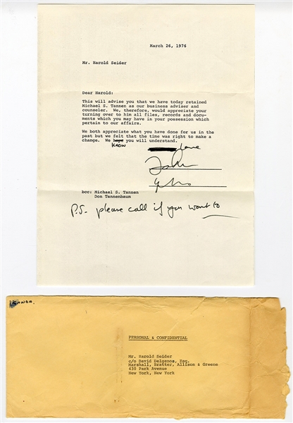 John Lennon 1976 Typed & Signed Letter With Annotations Firing His Old Lawyer (REAL)